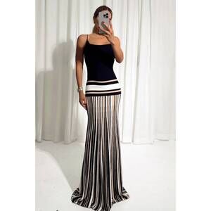 NEW BLITHE striped knit maxi dress in black/ white